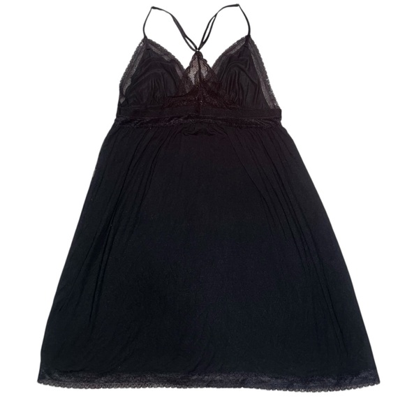 EUC Victoria's Secret Black Knit Chemise with Lace Trim Large Nightie Stretchy - Picture 4 of 4
